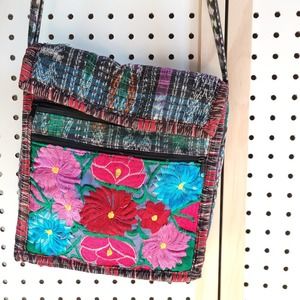 Huipil Handmade Embroidered Flower Crossbody Bag
